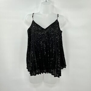Banana Republic‎ Black Sequin Cami Tank Top Small Party Festival Holiday Concert